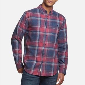 NWOT Weatherproof Vintage Mens Red & Blue Plaid Cotton Flannel Shirt Sz Medium